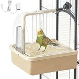 Bird Bath for Cage Clear, Automatic Indoor Cockatiel Bathtub Shower with Pump, Parrots Shower Accessories for Birdcage, Cleaning Supplies Shower Room for Parakeets, Finches, Canaries, Lovebirds