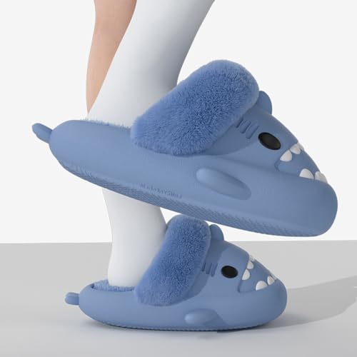 Sharklas Polares, Sharklas De Invierno, Shark Fuzzy Slippers, Winter Cloud Shark Slides, Casual Women's Men's Plush House Slippers4