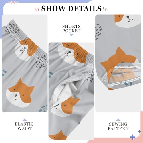 Boys' Pants Cartoon Orange Fox Grey Long Bottoms Jogger Pants Elastic Waist Trousers with Pockets S-XL4