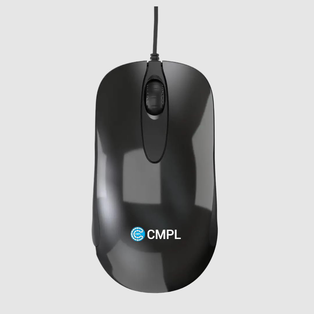 CMPL Wired Optical Mouse – 3-Button, 1200 DPI, Ambidextrous Design (Black)-image-48