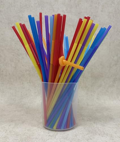 100 pitillos flexibles de plástico coloridos 10 pulgadas miniatura 2