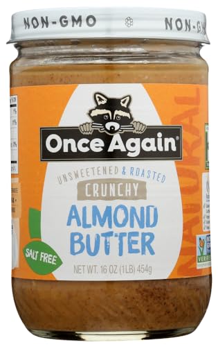 Once Again Natural Crunchy No Salt Unsweetened Gluten Free Almond Butter 16 oz - 2 Pack