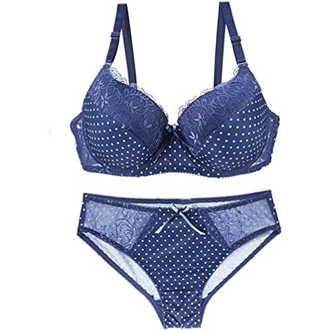 Necalisi Blue Lace Push Up Bra Set Cover