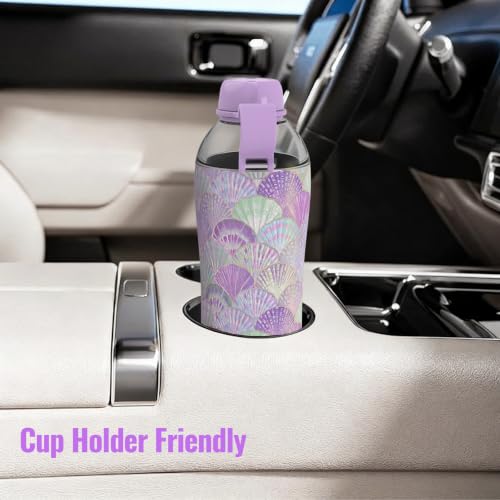 Image of 2-in-1 Vacuum Insulated Steel Water Bottle, 18 oz, Leak-proof Design, BPA-free, Compatible with Cup Holders, Dishwasher Safe, Durable Stainless Steel Material, 2 Lid Options, Purple shell