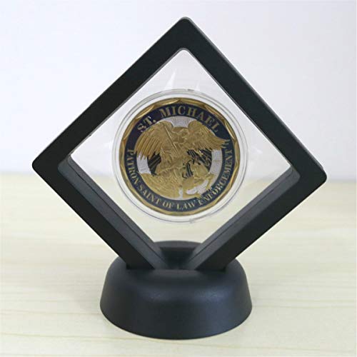 Sh Challenge Coin Display Frame, 3D Floating Display Case Stand Holder, Medallion Medal Specimen Military Coin Clear Box (Black) #TOP1