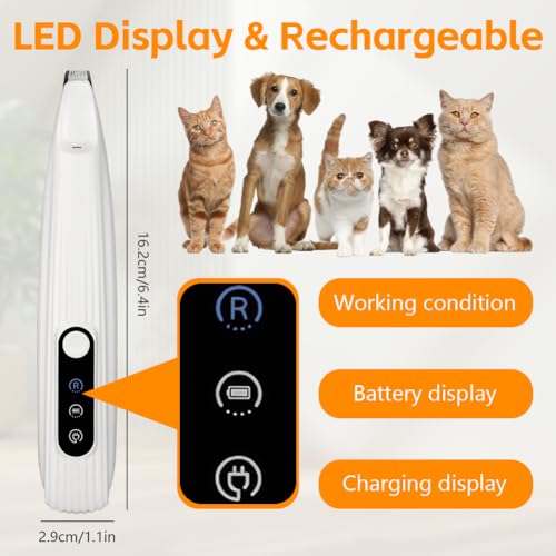 OFFCUP Pfotentrimmer für Hundem, Leise Hundeschermaschine mit LED-Licht, Schermaschine Hund Katze, Hundetrimmer Wiederaufladbar Hundepfoten Trimmer Haustier Rasierer für Pfoten, Augen, Ohren, Gesicht