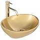 Rea Aufsatzwaschbecken SOFIA GOLD Waschtisch Handwaschbecken Spülbecken Waschschale Waschbecken für Badezimmer aus hochwertiger Keramik (Gold)