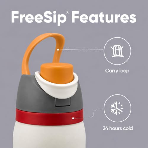 Image of HomeCloud 950ML Stainless Steel Water Bottle - Double-Wall Vacuum Insulated, Leakproof Straw Lid, BPA-Free Reusable Travel Flask with Two-Way Spout for Gym, Office & Outdoor Use (S White Grey)