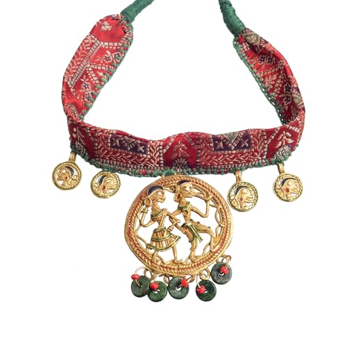 Image of AAKRITI ART CREATIONS Royal Empress Handcrafted Tribal Dhokra Necklace & Choker Collection | Queen-Inspired Artisan Brass Statement Jewelry | Ethnic, Regal & Elegant Necklaces for Women