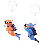 LUTER 2 Stück Schwimmende Aquarium Dekoration, 7x3x4cm Fish Tank Ornaments Aquarium Taucher Süß Klein Taucher Aquarium Deko Interessantes Aquarium Zubehör (Orange, Blau)