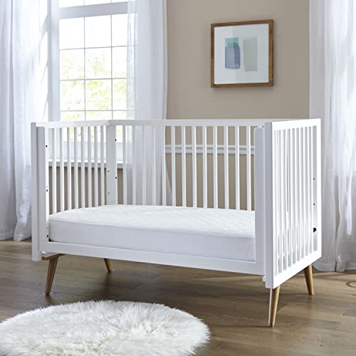 Image of Sealy Baby Stain Protect Antimicrobial Fitted Waterproof Infant Crib Mattress Protector Pad and Toddler Bed Cover, Durable and Comfortable Topper, Machine Washable & Dryer Friendly, 52 inch x 28 inch- White