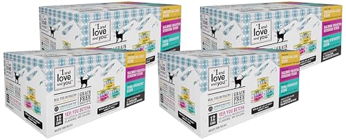 Image of I AND LOVE AND YOU Wet Cat Food - Ninja Cat Jiu JIT Stew Variety Pack - Chicken, Salmon, Tuna, Grain Free, Filler Free, 3oz (Pack of 48)