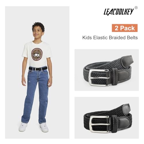 LEACOOLKEY Pacote com 2 cintos elásticos trançados de beisebol para meninos e meninas de 3 a 12 anos