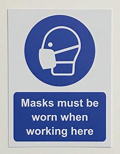 Mandatory signs Masks must be worn when working here Safety sign - 1.2mm Rigid plastic 300mm x 200mm