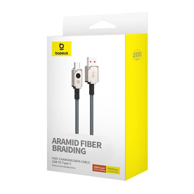 Image of Baseus Unbreakable Series Fast Charging Data Cable USB to Type-C 100W 2m Stellar White