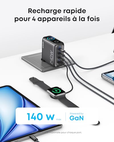 Chargeur Anker Zolo 4 ports PD 3.1 avec câble USB C - vue 4