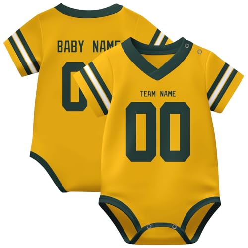 Image of KREDE Baby Clothes Unisex Bodysuit Jersey Style Custom Name Number for Baby Boys