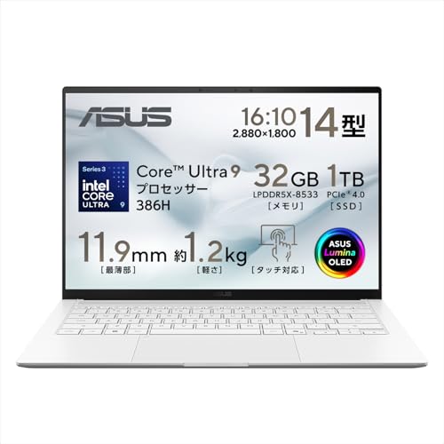ASUS �m�[�g�p�\�R�� Zenbook S 14 UX5406SA 14�C���` �C���e�� Core Ultra 9 386H ������ 32GB SSD 1TB Microsoft 365 Personal (24������) ���� Windows 11 �d��