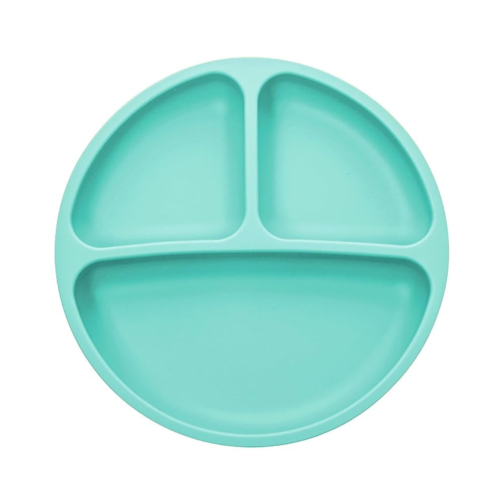 Tony Stark Baby Suction Plates for Baby Feeding with 4 Strong Suction Cups, Silicone Toddler Plates with Deep Divided for Kids to Feed Themselves, Dish Washer & Micro-Wave Oven Safe (Cyan)-picture-32