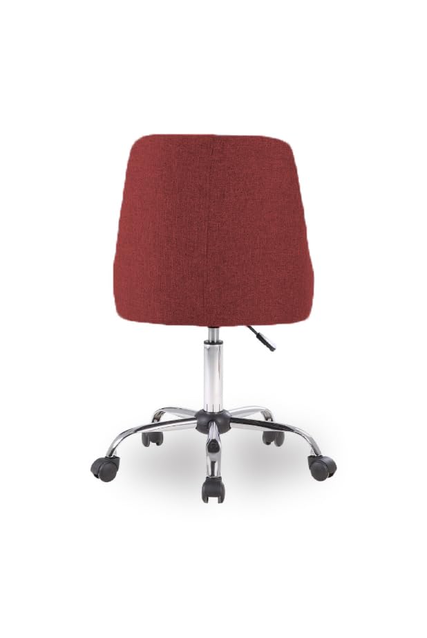 Image of Taskpro Fabric Upholstered Height-Adjustable 360 Swivel Revolving Office Study Desk Chair in Red Color