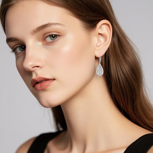 Celtic Earrings Sterling Silver Religious Irish Celtic Knot Teardrop Dangles Jewelry Baptism Gifts for Women Wife Friends2