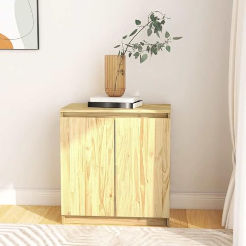 YunCangg Armoire d'appoint en pin massif 60 x 36 x 65 cm avec 2 compartiments, buffet pour cuisine et salon, meuble de rangement pour cuisine et salle à manger