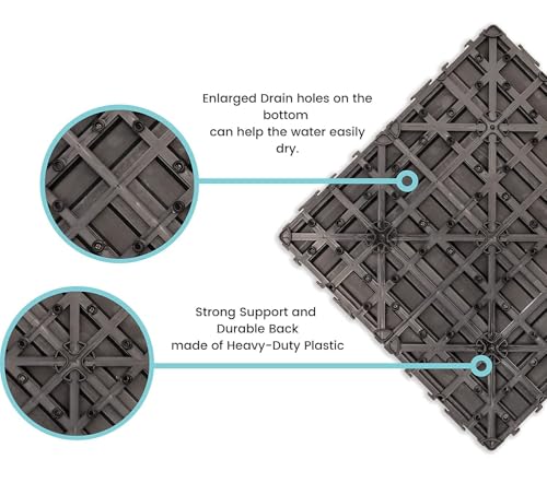Image of WPC Deck Tiles 12 inchx12 inch - Interlocking Wooden Flooring Tiles | Water-Resistant & Anti-Slip | Outdoor & Indoor Floor Tiles for Balcony, Garden, Patio (Brown, Pack of 2)