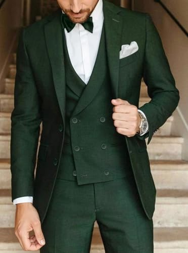 Mens Double Breasted Suit for Men 3 Piece Slim Fit Suits Set Jacket Vest Pants for Party Wedding Business2