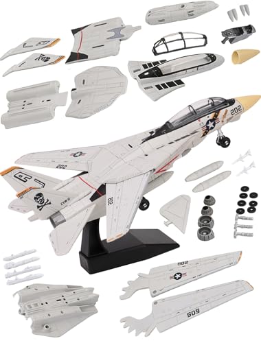 F14 Tomcat Model Fighter Jet Plane Toy 1/72 Plastic Military Airplane Building Kit 36 Pieces Snap-fit Assembly Aircraft Model with Movable Wings & Stand STEM Military Birthday Gift for Adults Boys
