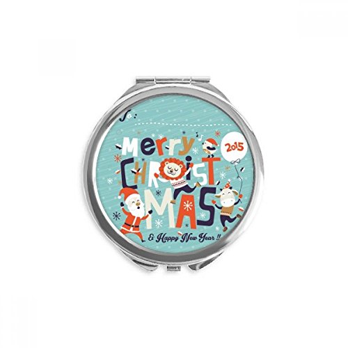 Miroir de poche Noël rond haut de gamme multicolore avec motif renne et arbre élégant