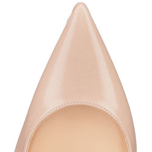 SAMMITOP Women's Pointed Toe Pumps Classic Slip-on 100mm High Heels Office Dress Shoes4