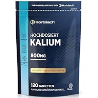 Kalium Hochdosiert aus Kaliumcitrat | 120 Vegane Tabletten | 800mg pro Tag | Potassium Citrate | für Blutdruck, Muskelfunktion & Nervensystem | Horbaach