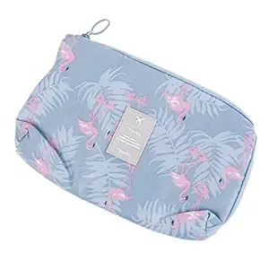 House of Quirk Multi-function Portable Digital Product Storage Bag Electronic Accessories Travel Data, Cable Organizer Pouch Shock-Proof Charger Data Line Bag - Grey Flamingo, polyester, pack of 1