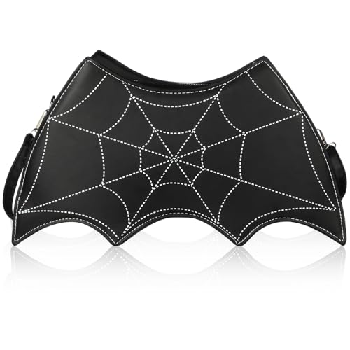 Yeyeplum Halloween Purse Bat Wing Shoulder Bag Novelty Gothic Crossbody Bag PU Leather Horror Spooky Handbag for Women