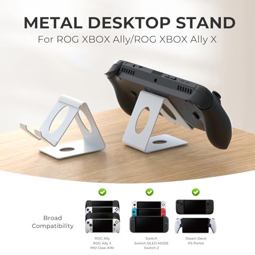 Soporte de escritorio blanco para ROG Ally X, PS Portal, Steam Deck y Switch 2 7