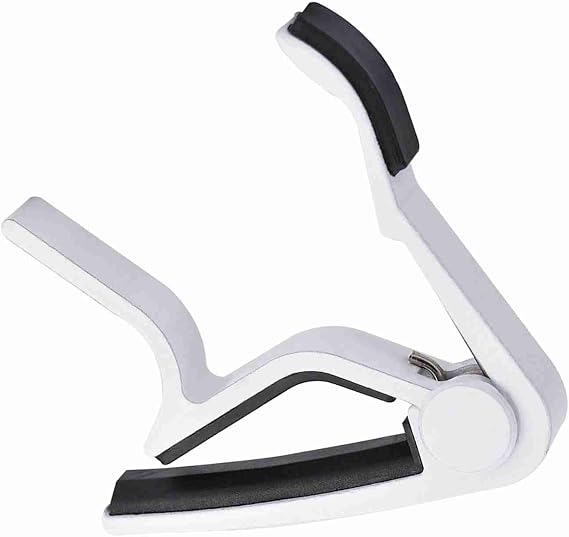 Dioche Wffdaa 6 String Portable Tune Clamp Handheld Tuner Capo for Folk Guitar - Lightweight Metal Design with Comfortable Grip - Fast Change Mechanism (White)