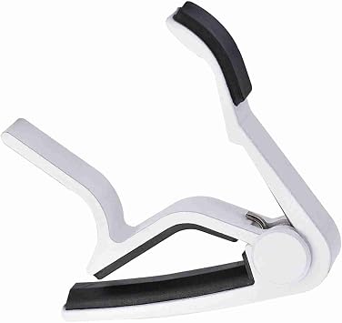 Dioche Wffdaa 6 String Portable Tune Clamp Handheld Tuner Capo for Folk Guitar - Lightweight Metal Design with Comfortable Grip - Fast Change Mechanism (White)