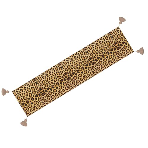 Chemin de table motif léopard chic avec pompons haut de gamme - 3
