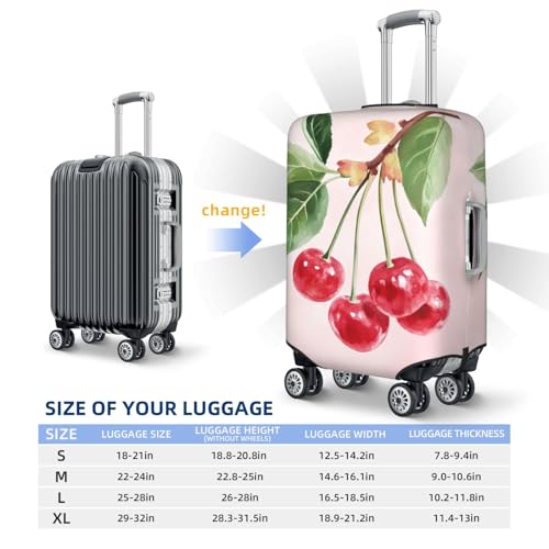 Cherry Fruit Watercolor Preppy Elastic Travel Luggage Covers Dustproof Scratch-Resistant Suitcase Protector Fit 22-24 Inch4
