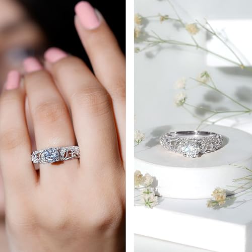 Certified Moissanite Engagement Ring, Vintage inspired ring, D VS 1 Quality Moissanite Art Deco Ring - Ready To Gift2