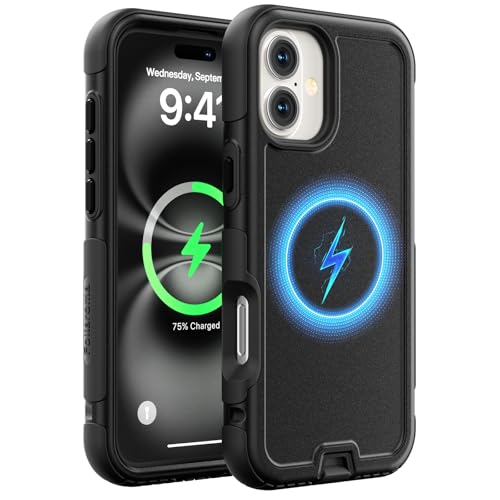 Follaroma Magnetic for iPhone 16 Plus Case, Heavy Duty Phone Cases, Black