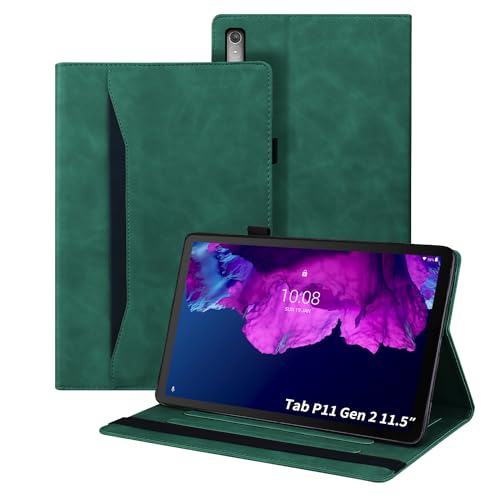 Custodia per Lenovo Tab P11 2nd Gen 2022 Cover Tasca Libro e Supporto di Multi-Angoli Compatibile con per Tab P11 2nd Gen 11.5 pollici verde