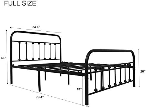 NACHTIMOOR Full Platform Metal Bed Frame with Headboard and Footboard,Vintage Victorian Style Mattress Foundation, No Box Spring Required, Under Bed Storage (Full, Black)