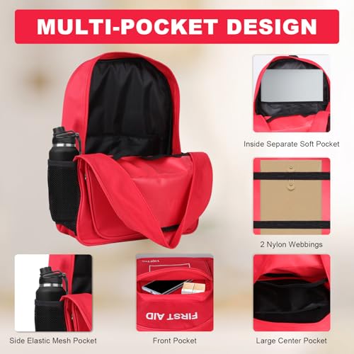 Mochila de primeros auxilios vacía, bolsa de emergencia roja para hogar y montaña 3