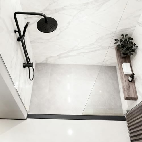 Image of DLONE Linear Shower Drain - 72 Inch Matte Black, with Tile Insert Panel