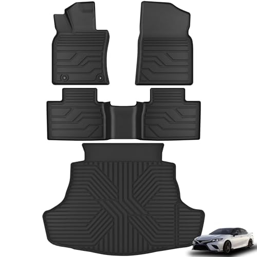 KARPAL Floor Mats Fit for Toyota Camry 2025 2026 Hybrid/SE/LE/XLE/XSE Custom Fit All Weather TPE Camry Accessories 1st & 2nd Row & Trunk Mat Full Set Floor Liners