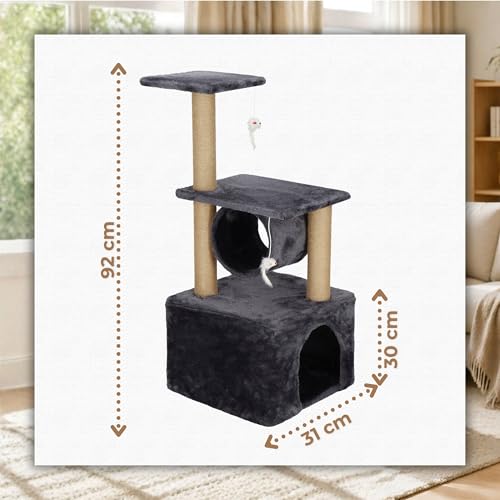 Arbre à chat avec niche et deux plateformes de jeu Springos de 62 cm - 6