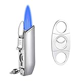 Butane Torch Lighter, Triple Jet Flame Lighters Durable Metal Body Portable Size with Cigar Cutter L