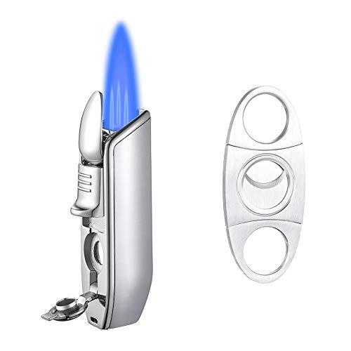 Butane Torch Lighter, Triple Jet Flame Lighters Durable Metal Body Portable Size With Cigar Cutter Luxury Gift Packaging, Torch Lighters Butane Refillable (Sold Without Butane) #TOP7