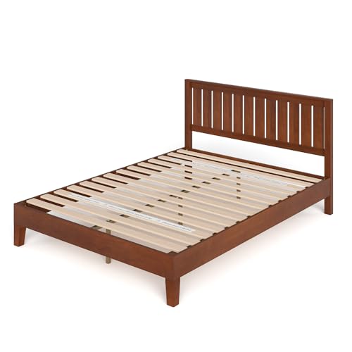 Zinus Vivek 30 cm Estructura de cama de madera de gama alta con cabecero, Somier de listones de madera, Fácil montaje, 150 x 190 cm, Antique Espresso